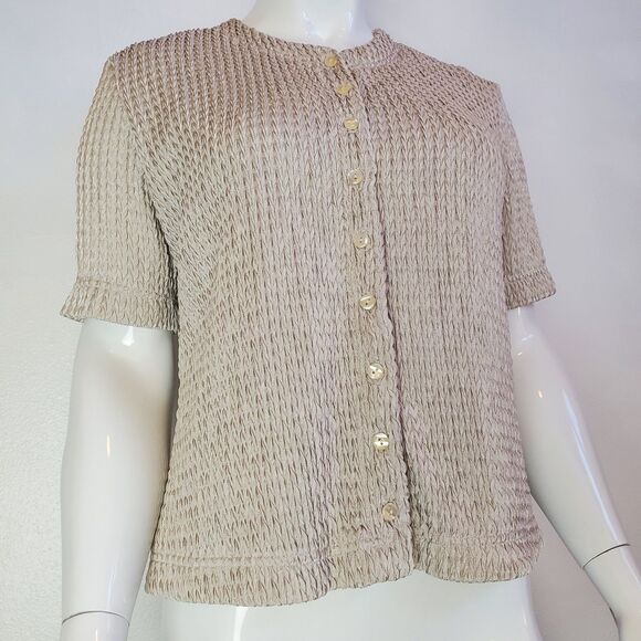 Vintage 90s Nicole Studio Tan Cardigan - Picture 1 of 10